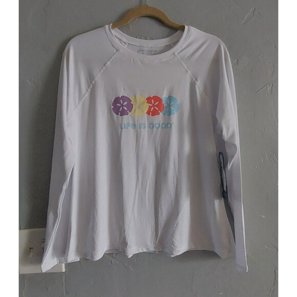 Life is Good Tops - Life is Good Ladies L White Surfer Long Sleeve,18.5  Inch Of Armp To Armp,New.